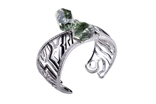 Green Quartz & Diamonds Bangle Reduce